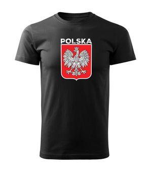 DRAGOWA koszulka z krótkim rękawem Godło Polski z napisem, czarna