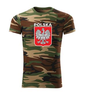 DRAGOWA koszulka z krótkim rękawem Godło Polski z napisem, kamuflażowa
