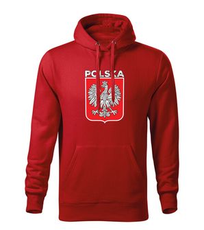 DRAGOWA męska bluza z kapturem Godło Polski z napisem, czerwona