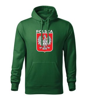 DRAGOWA męska bluza z kapturem Godło Polski z napisem, zielona