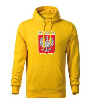DRAGOWA męska bluza z kapturem Godło Polski z napisem, żółta