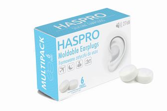 HASPRO 6P silikonowe zatyczki do uszu, białe