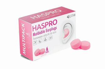 HASPRO 6P silikonowe zatyczki do uszu, różowe