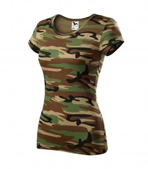 T-shirt damski Camouflage Malfini, brązowe, 150g/m2
