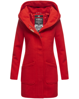 Marikoo MAIKOO Damski płaszcz zimowy z kapturem, czerwony