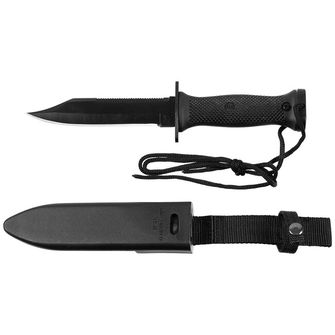 Nóż bojowy MFH MK3 z plastikową rękojeścią i pochewką, czarny