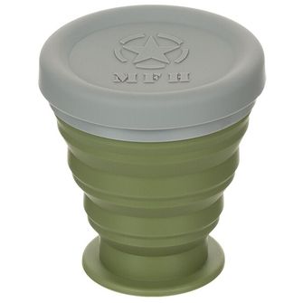 MFH Składany kubek z pokrywką, silikonowy, OD zielony, 200 ml