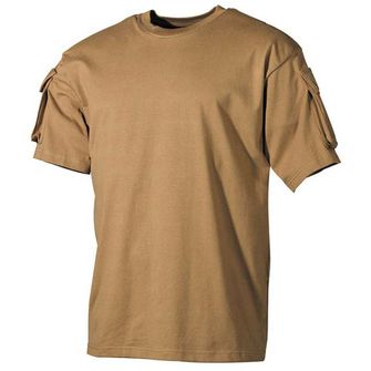 MFH US coyote koszulka z kieszeniami velcro na rękawach, 170g/m2
