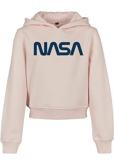 NASA dziecięca bluza z kapturem, cropped, różowa