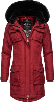 Navahoo Tiniis Damska kurtka zimowa z kapturem, krwista czerwień