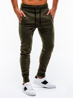 Ombre spodnie dresowe męskie P867, oliwkowe