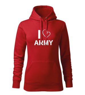 DRAGOWA bluza z kapturem damska i love army, czerwona 320g/m2