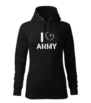 DRAGOWA bluza z kapturem damska i love army, czarna 320g/m2