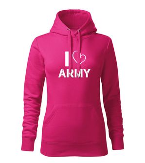 DRAGOWA bluza z kapturem damska i love army, różowa 320g/m2
