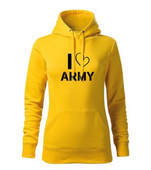 DRAGOWA bluza z kapturem damska i love army,  żółta 320g/m2