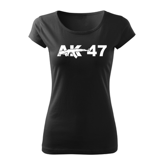 DRAGOWA krótka koszulka damska AK47, czarna 150g/m2
