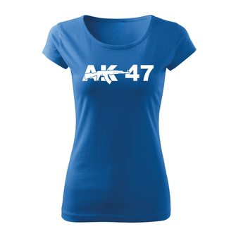 DRAGOWA krótka koszulka damska AK47, niebieska 150g/m2
