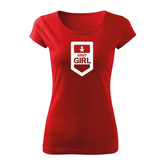 DRAGOWA krótka koszulka damska army girl, czerwona 150g/m2