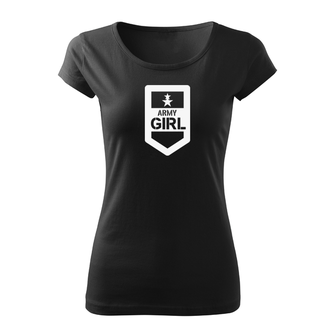 DRAGOWA krótka koszulka damska army girl, czarna 150g/m2