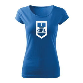 DRAGOWA krótka koszulka damska army girl, niebieska 150g/m2