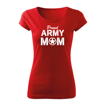DRAGOWA krótka koszulka damska army mom, czerwona 150g/m2