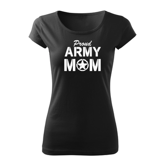 DRAGOWA krótka koszulka damska army mom, czarna 150g/m2
