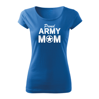DRAGOWA krótka koszulka damska army mom, niebieska 150g/m2