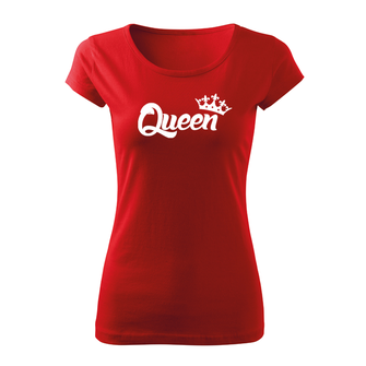 DRAGOWA damska krótka koszulka queen, czerwona 150g/m2