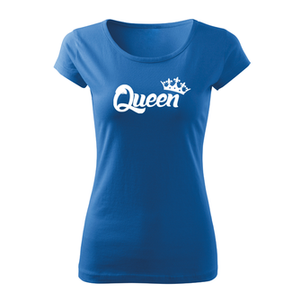 DRAGOWA damska krótka koszulka queen, niebieski 150g/m2