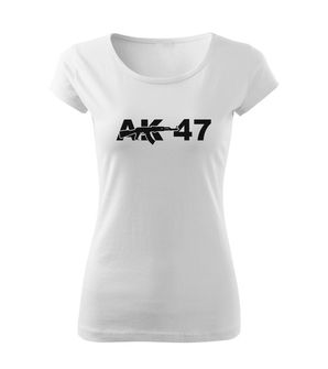 DRAGOWA krótka koszulka damska AK47, biała 150g/m2