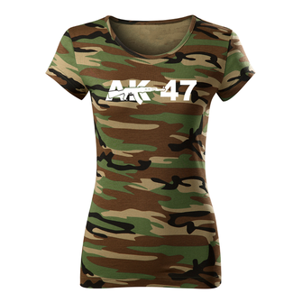 DRAGOWA krótka koszulka damska AK47, kamuflażowa 150g/m2