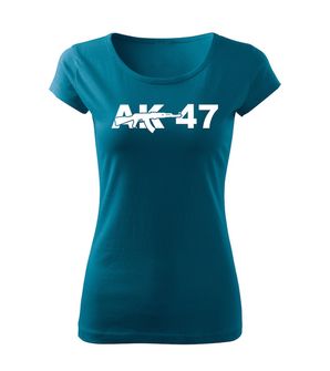 DRAGOWA krótka koszulka damska AK47, petrol blue 150g/m2