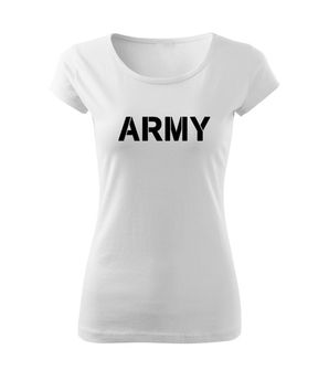 DRAGOWA krótka koszulka damska army, biała 150g/m2