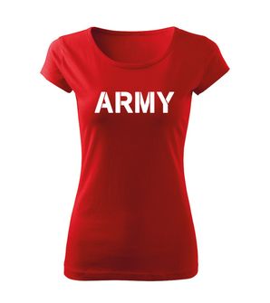 DRAGOWA krótka koszulka damska army, czerwona 150g/m2