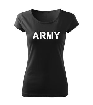 DRAGOWA krótka koszulka damska army, czarna 150g/m2