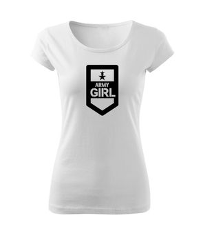 DRAGOWA krótka koszulka damska army girl, biała 150g/m2