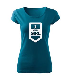 DRAGOWA krótka koszulka damska army girl, petrol blue 150g/m2