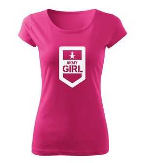 DRAGOWA krótka koszulka damska army girl, różowa 150g/m2