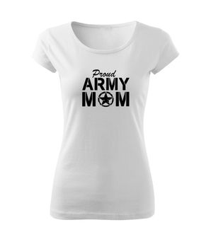 DRAGOWA krótka koszulka damska army mom, biała 150g/m2