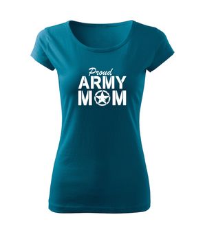 DRAGOWA krótka koszulka damska army mom, petrol blue 150g/m2