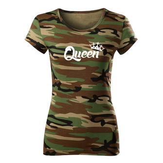 DRAGOWA krótka koszulka damska queen, kamuflażowa 150g/m2