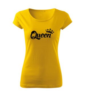 DRAGOWA krótka koszulka damska queen,  żółta 150g/m2