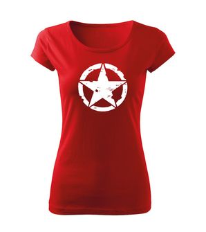 DRAGOWA krótka koszulka damska star, czerwona 150g/m2