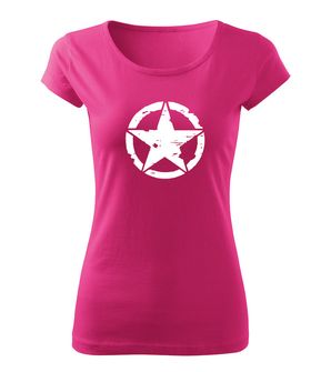 DRAGOWA krótka koszulka damska star, różowa 150g/m2
