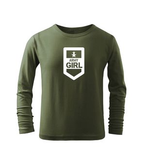 DRAGOWA dziecięca koszulka z długim rękawem Army girl, oliwkowa