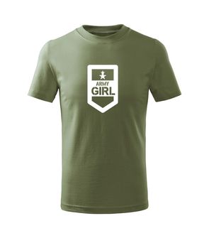 DRAGOWA koszulka dziecięca Army girl krótki rękaw , oliwkowa