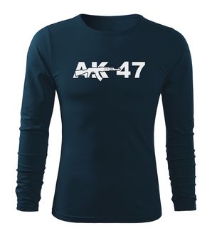 DRAGOWA Fit-T koszulka z długim rękawem ak47, ciemna niebieska 160g/m2