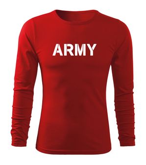 DRAGOWA Fit-T koszulka z długim rękawem army, czerwona 160g/m2