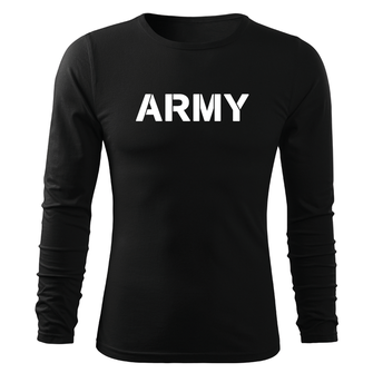DRAGOWA Fit-T koszulka z długim rękawem army, czarna 160g/m2