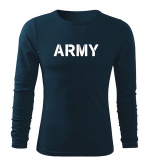 DRAGOWA Fit-T koszulka z długim rękawem army, ciemna niebieska 160g/m2